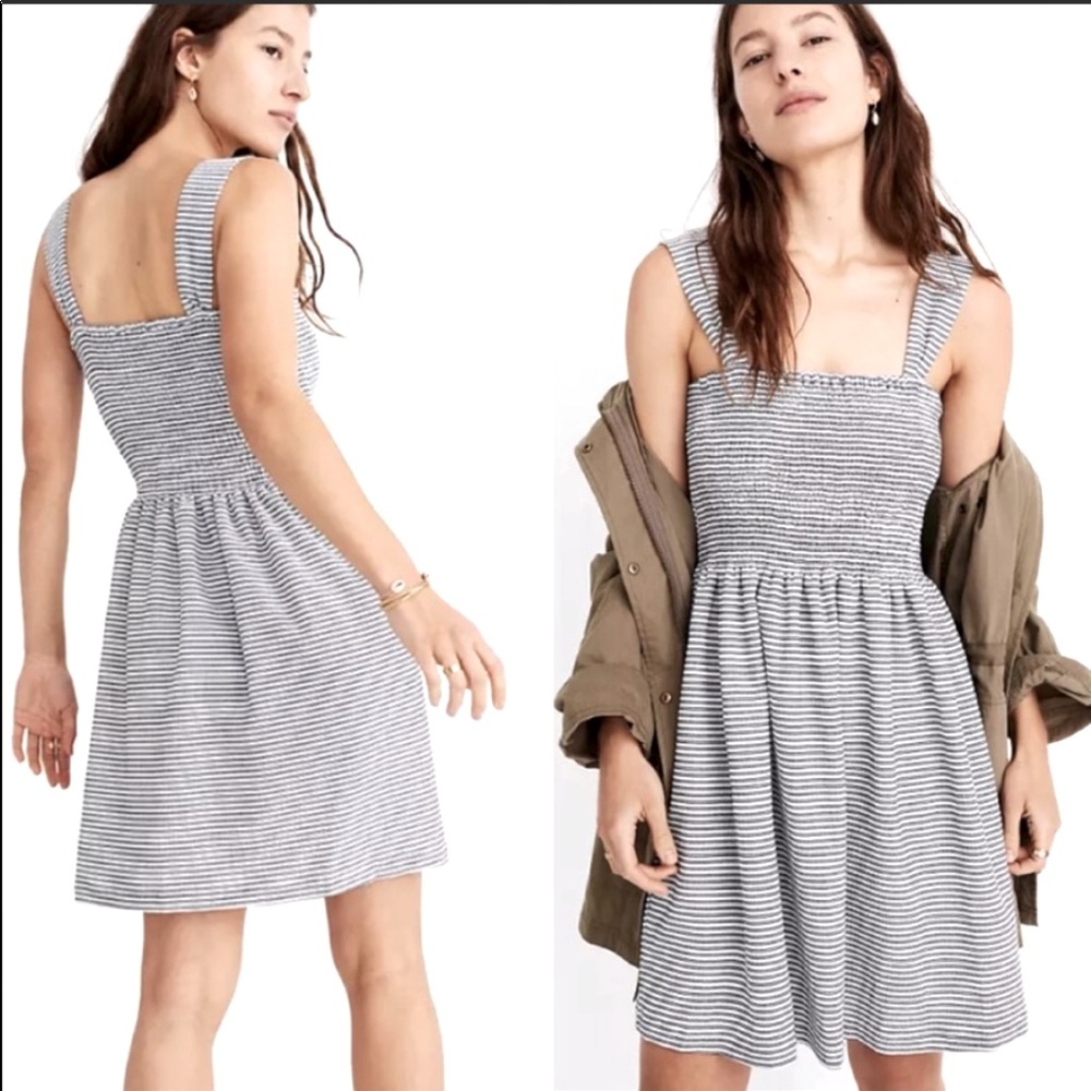 Madewell Texture and Thread striped Smocked Dress